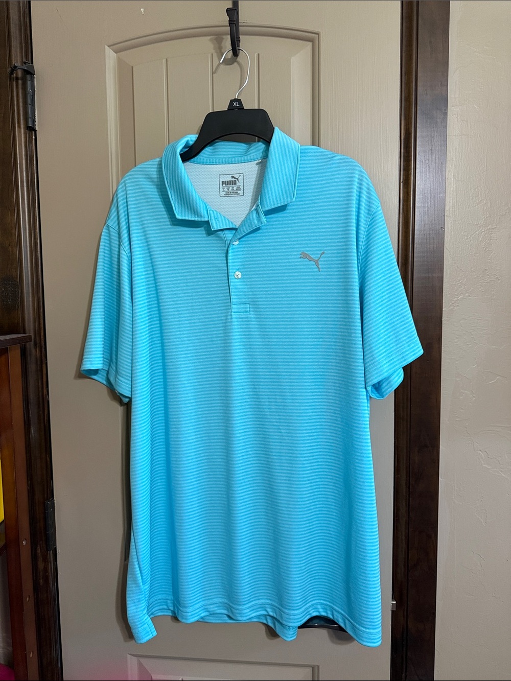 Puma Men’s Bright Aqua Striped Performance Polo